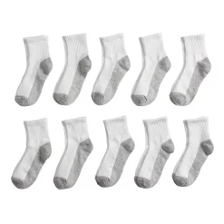 Boys' Tek Gear® 10-Pack Lightweight Quarter-Crew Performance Socks