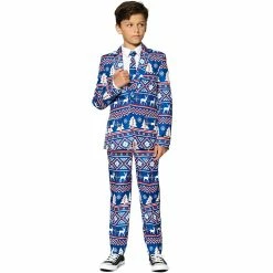 Boys 4-16 Suitmeister Blue Nordic Christmas Suit