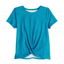 Girls 7-16 Tek Gear® Soft Tek Twist Hem Tee in Regular & Plus -Tek Gear Shop 5005956 Teal Cheetah