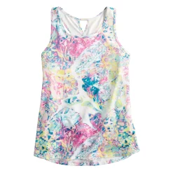 Girls 7-16 Tek Gear® Soft Tek Twist Keyhole Tank Top in Regular & Plus -Tek Gear Shop 5220912 Teal Paint Pour
