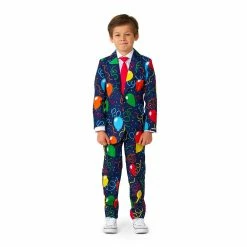 Boys 4-16 Suitmeister Confetti Balloons Jacket, Pants & Tie Navy Party Suit Set