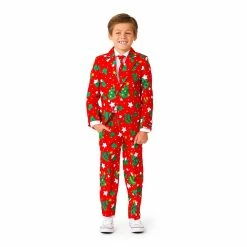 Boys 4-16 Suitmeister Christmas Tree Red Jacket, Pants & Tie Suit Set