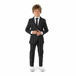Boys 4-16 Suitmeister Oversized Pinstripe Black Glow-in-the-Dark Suit