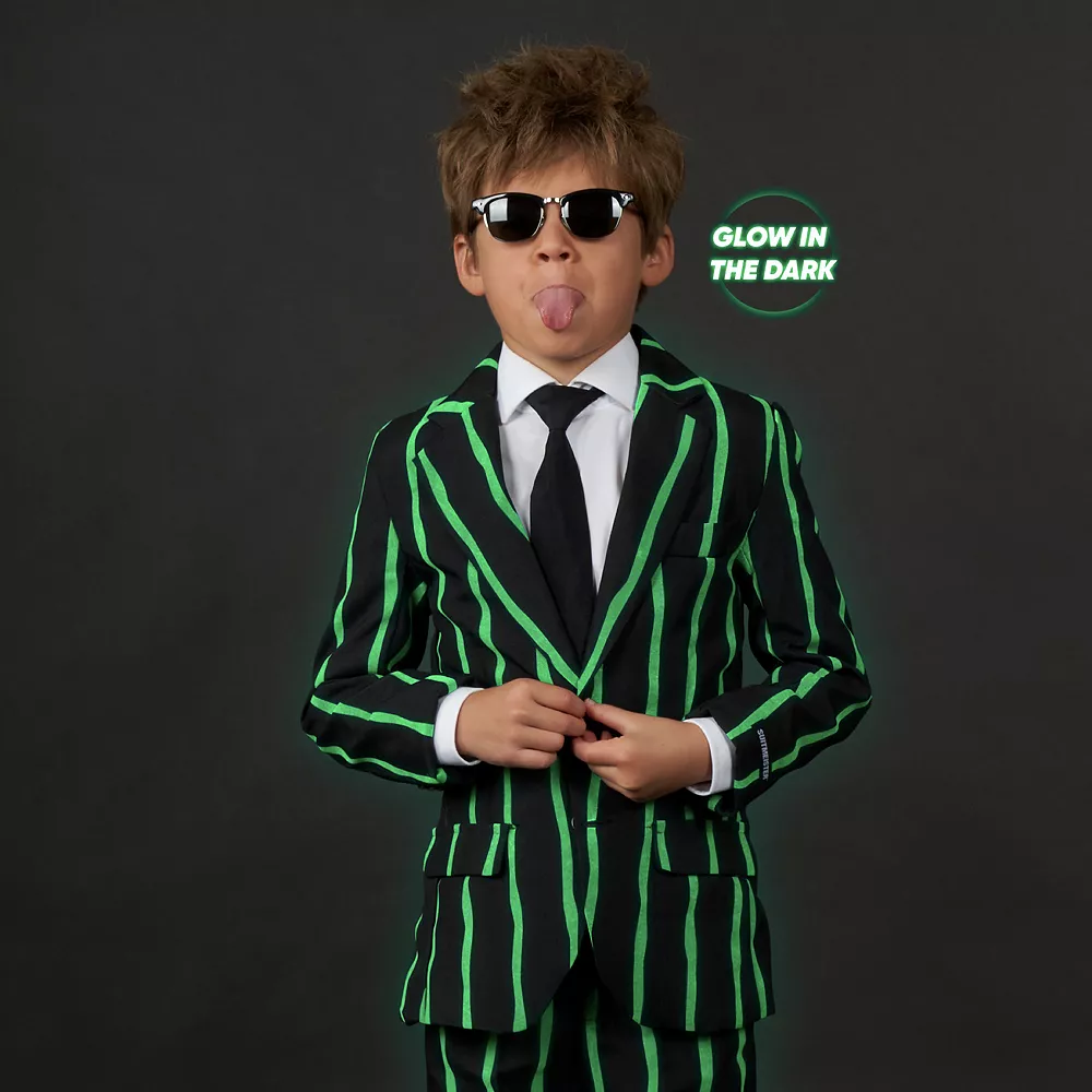 Boys 4-16 Suitmeister Oversized Pinstripe Black Glow-in-the-Dark Suit 3 Boys 4-16 Suitmeister Oversized Pinstripe Black Glow-in-the-Dark Suit - Image 3