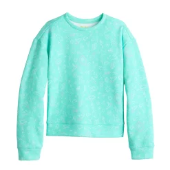Girls 7-16 Tek Gear® Ultrasoft Fleece Printed Crew Sweatshirt in Regular & Plus -Tek Gear Shop 5534956 Aqua Doodles
