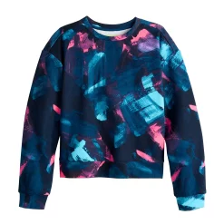 Girls 7-16 Tek Gear® Ultrasoft Fleece Printed Crew Sweatshirt in Regular & Plus -Tek Gear Shop 5534956 Navy Bold Strokes