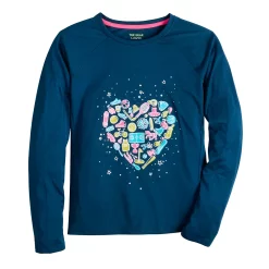 Girls 7-16 Tek Gear® Long Sleeve Graphic Tee in Regular & Plus -Tek Gear Shop 5574651 Navy Heart