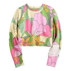 Girls 7-16 Tek Gear Stretch Fleece Cropped Crew Sweatshirt in Regular & Plus -Tek Gear Shop 5677670 Green Exploded Floral