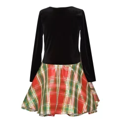 Girls 7-20 Bonnie Jean Velvet & Plaid Holiday Dress in Regular & Plus -Tek Gear Shop 5776989 ALT2