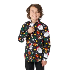 Boys 6-16 Suitmeister Christmas Santa Elves Button-Up Shirt
